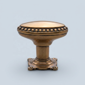 Modern Brass Oval Cabinet Knob with Square Backplate Antique Matte Finished Durable Furniture Handle for Kitchen Drawer <b>Door</b> - Product Image 3