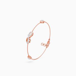 Pulsera moderna con cadena de caja redonda y diamante cultivado en laboratorio de 0.36 quilates en forma de infinito, en oro amarillo, blanco y rosa de 9 quilates. - Product Image 1