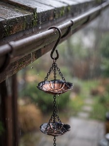 โซ่รับน้ำฝนรูปดอกไม้ ทำจากทองแดง ลายดอกบัว สไตล์เรียบง่าย ใช้แทนรางน้ำฝน ตกแต่งสวน ระเบียง ลานบ้าน หรือกลางแจ้ง - Product Image 2