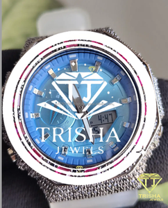 Fully Iced Out VVS Moissanite <b>Diamond</b> <b>Watch</b> in 925 Sterling Silver with Brilliant Blue Dial Luxury Timepiece - Product Image 2