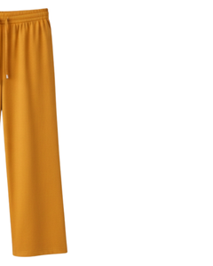 Pantalones Deportivos Anchos Color Amarillo Mostaza para Mujer, Cintura Elástica con Cordón, Pantalones Casuales Holgados, Fabricante Personalizado, Suministro al por Mayor - Product Image 3
