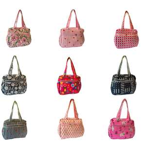 Floral Vintage Zipper Cotton Mommy Diaper Bag Portable Newborn Baby Eco-friendly Block Print <b>Nursery</b> Organizer Long Handles - Product Image 6