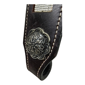 Conjunto de cabezada y pechera de cuero estilo western para caballo con cuerda de guía y diseño de hebilla ajustable para equitación - Product Image 5