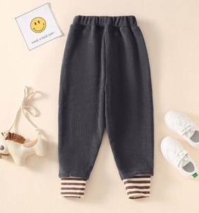 Pantalones Deportivos de Invierno para Niños Unisex, Cintura Elástica de Alta Calidad, Pantalones Térmicos Gruesos, Puños a Rayas, Color Sólido, 3-14 Años - Product Image 6