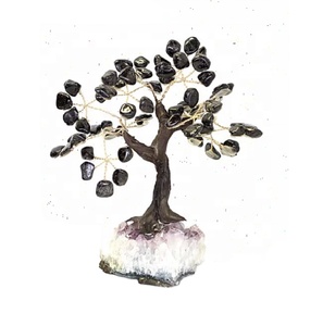 Arbre de vie tourmaline noire naturelle pierre dégringolée base d'améthyste brute arbre de vie arbre porte-bonheur Feng Shui décor pour la décoration cadeaux - Product Image 1