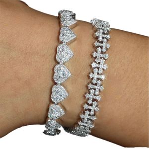 Gold Plated Tennis Cross <b>Bracelet</b> 925 Sterling <b>Silver</b> Women's Round Shape Diamond Custom Jewelry - Product Image 1