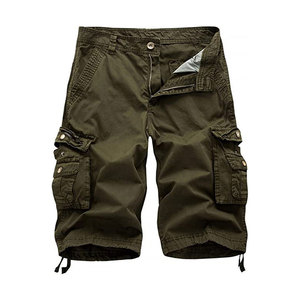 <b>Lightweight</b> Solid 100% Cotton <b>Cargo</b> <b>Shorts</b> with Breathable Fabric Multiple Pockets Adjustable Waist Summer Casual Clothing - Product Image 1