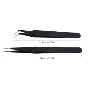 Pinzas Profesionales de Alta Calidad Antiestáticas con Puntas de Precisión Negras para Arte de Uñas y Extensión de Pestañas, Herramientas de Belleza - Product Image 4