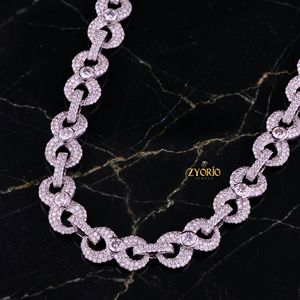 Luxury Iced Out Round Link Chain <b>Necklace</b> for Men and Women Hip Hop Diamond Look <b>Statement</b> Jewelry White Gold Plated Chain - Product Image 2