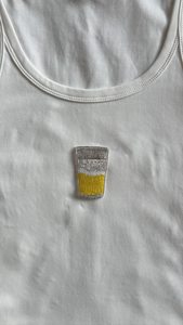 Camiseta Blanca de Algodón con Bordado Floral Tropical Minimalista, Top de Moda con Lentejuelas y Cuentas, Estilo Resort, para Mujer - Product Image 4