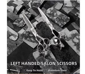 Ensemble de ciseaux pour gauchers en acier inoxydable, poignée ergonomique, ciseaux droits et effilants, outils professionnels de coiffure pour salon - Product Image 2