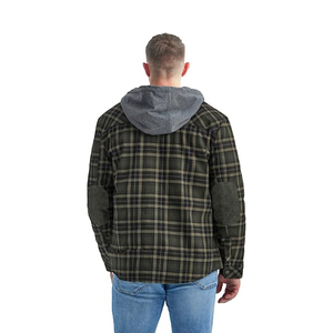 Winter Super Thick Canvas Patchwork Plaid Hooded Stand Collar Streetwear <b>Jacket</b> Customize 100% Cotton Unisex - Product Image 4