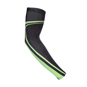Manchons de compression pour cyclisme, noirs avec rayures vertes, protection anti-UV, pour adultes, unisexe, pour le sport - Product Image 6