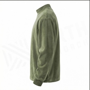 Sweat-shirt décontracté vert uni en molleton à col montant pour homme, coupe oversize, tricoté, à manches longues, coupe régulière, pour l'automne - Product Image 3
