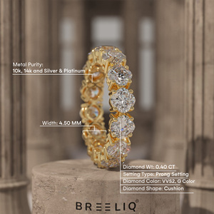 14K Gold Round Lab Grown Diamond Full Eternity Ring Luxury <b>Wedding</b> Band for Women - Product Image 6