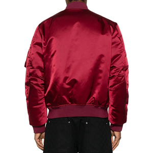 Blouson bomber en satin rouge pour homme de qualité supérieure, séchage rapide, respirant, fermeture éclair, avec poche sur la manche. - Product Image 3