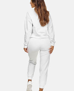 Conjunto de 2 piezas de moda informal de talla grande con logotipo personalizado, sudadera para correr, pantalones de chándal, chándales transpirables para mujer - Product Image 6