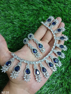 Conjunto de joyería nupcial de diamante americano clásico, collar y pendientes de dos piezas para boda, estilo clásico de moda - Product Image 2