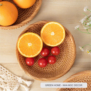 Rattan Woven Circular Fruit <b>Basket</b> Handcrafted Natural Storage <b>Basket</b> for Kitchen <b>Display</b> Retail Use and Home Decor Applications - Product Image 2