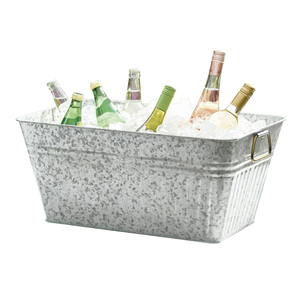 Classic Galvanized Metal Wine Tub & Beverage Cooler Rust-Resistant Ice Bucket With Handles For Parties Weddings & Outdoor Events - Product Image 4