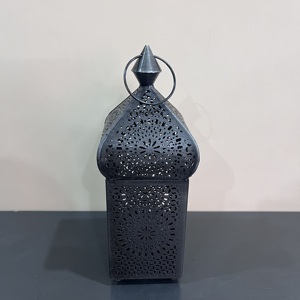 Artisan Design <b>Moroccan</b> Style Iron Candle Lantern <b>Decorative</b> Vintage Table L545 (Uttar Pradesh) 3.5X3.5X9" for Home All - Product Image 4