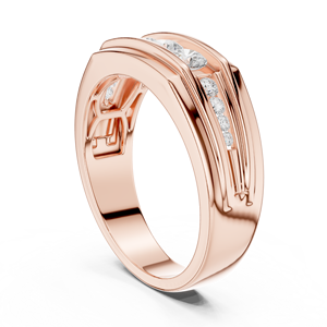 Yellow Gold Lab-Grown Diamond <b>Men</b>’s Channel Wedding <b>Ring</b> – Bold Wide Modern Gold Statement Band Diamond Jewelry - Product Image 5