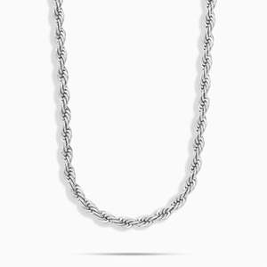 Classic 925 Silver <b>Rope</b> <b>Chain</b> Necklace Unisex Everyday Wear - Product Image 1