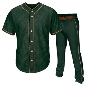 Uniforme de Béisbol Verde para Hombre, Jersey de Malla con Botones y Detalles Dorados, Transpirable, Corte Atlético, Pantalones Cortos Transpirables - Product Image 3