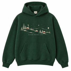 Sweat-shirt à capuche personnalisé de Noël, imprimé Village d'Hiver, en polaire épaisse surdimensionnée, unisexe, vente en gros - Product Image 3