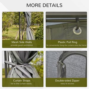 Gazebo da Giardino in Acciaio Grigio 10x10 con Tende a Rete e Ripiani, Ideale anche come Spogliatoio per Donne - Product Image 5