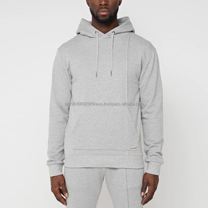 Lightweight Grey French Terry Hoodie Sweatshirt Jogger <b>Slim</b> Fit High Quality Custom Logo Fitness Sports <b>Men</b> Gym Hoodie - Product Image 2