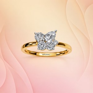 Bague de fiançailles tendance en diamant de laboratoire en forme de poire, style floral de luxe pour femme, or 10K 14K 18K, argent 925 935 - Product Image 1