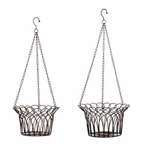 Luxury Handcrafted Metal Plant Holder <b>Basket</b> with Artistic Floral Detailing <b>for</b> Indoor Outdoor Garden Decor - Product Image 1