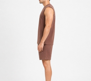 <b>Men</b> Two Piece Set Sleeveless Tank Top <b>Shorts</b> Summer Gym Wear Soft Breathable Lightweight Comfortable Active Fitness <b>Lounge</b> - Product Image 3