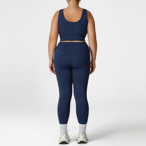 Customized Plus Size <b>Women's</b> 2-Piece Racerback Gym Wear Sets High Waist <b>Compression</b> Breathable Eco-Friendly Yoga Training Print - Product Image 4