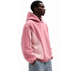 Ensemble de sweat-shirts pour homme OEM, 80% coton, 20% polyester, manches longues, imprimé, sweat-shirts oversize, couleur rose, sweat-shirts à capuche - Product Image 3
