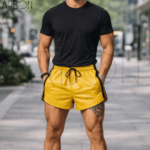 Shorts en cuir véritable jaune de qualité supérieure, élégants, personnalisables avec votre propre logo, nouvelle collection, par un fournisseur de confiance. - Product Image 3