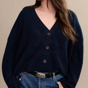 Cardigan pour femme, pull oversize, col en V, tricoté, épais, chaud, élégant, à manches longues - Product Image 5