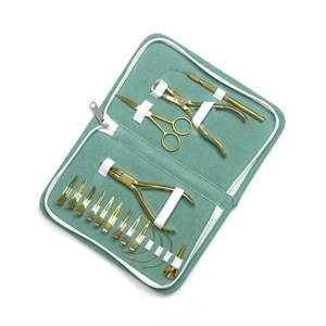 Best Manufacturing Hair Extension Tools <b>Kit</b> with Plier <b>Crochet</b> Needle Clips Human Hair Extension Gold Stainless Steel Salon - Product Image 6