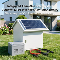 Système solaire hors réseau tout-en-un 300W avec onduleur MPPT à onde sinusoïdale pure, batterie lithium-ion 12V 150Ah pour la sauvegarde à domicile