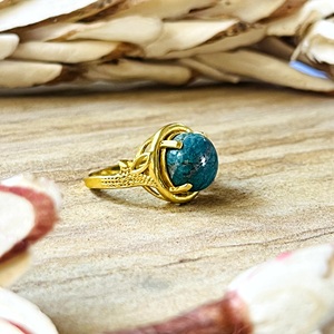 New Arrival <b>Turquoise</b> Gold <b>Ring</b> Boho Brass <b>Rings</b> For Women 18k Plated Ethnic Bands Geometric Jewelry for Wholesale/OEM/ODM - Product Image 1