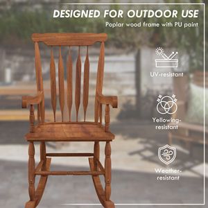 Sedia a dondolo da esterno in teak con schienale alto per patio e veranda - Costruzione robusta - Product Image 6