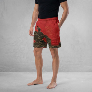 Shorts pour hommes avec poches, séchage rapide, taille élastique, décontractés, pour la gym, avec poches latérales, en coton épais, sublimés - Product Image 6