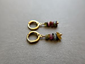 Classic 925 Sterling Silver <b>Gold</b> PlatedTriple Raw Cut Tourmaline Gemstone Fine Jewelry For Engagement Wedding Party <b>Earrings</b> - Product Image 1