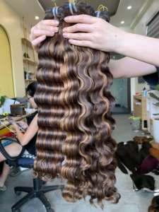 Extensiones de cabello brasileño de 32 pulgadas de largo, cabello torcido de onda del océano profundo, trenzado de ganchillo, Color Natural, humano vietnamita crudo, a granel, barato - Product Image 5