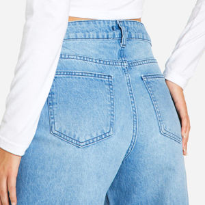 Pantalones de Moda para Mujer al por Mayor, Nuevos Modelos 2025, Pantalones Casuales con Logotipo Personalizado, Pantalones Anchos de Mezclilla para Damas - Product Image 5