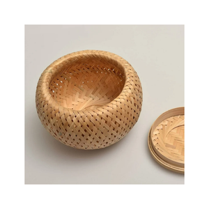 Storage Flower Pot Tea Canister Gift <b>Box</b> Vietnam Low Price Handwoven Bamboo Mini Basket Lid Biodegradable Eco Friendly Beverage - Product Image 2