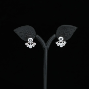 Silver S925 D Color VVS Moissanite Fan Cluster Stud Earrings Rhodium Plated Sparkling Elegant Jewelry Women Wedding Party Gift - Product Image 1