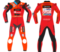 Combinaison de moto en cuir sur mesure, grande taille, fabriquée à la main, marque Marc Marque z/Francesco Bagna, combinaison de course en cuir Ducat Lenov sur mesure.