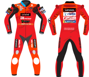 Traje de Motocicleta de Cuero Hecho a Mano, Talla Grande, Marca Marc Marque z/Francesco Bagna, Traje de Carreras de Cuero Ducat Lenov Hecho a Medida - Product Image 1